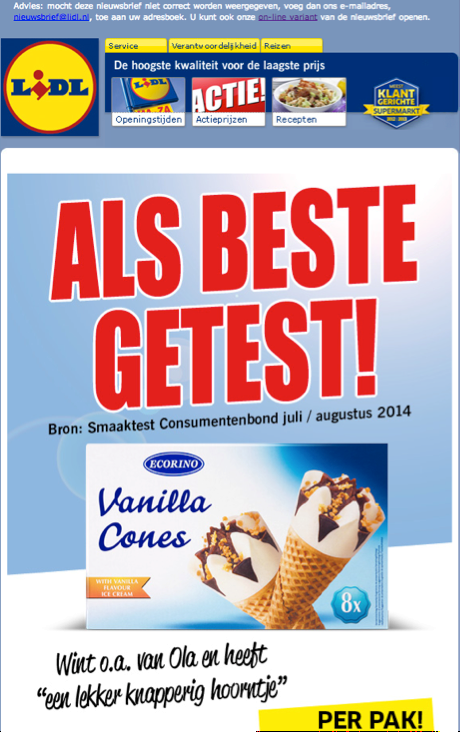 Lidl Vanilla Cones versus Ola ijshoorntjes - misleidende vergelijkende reclame