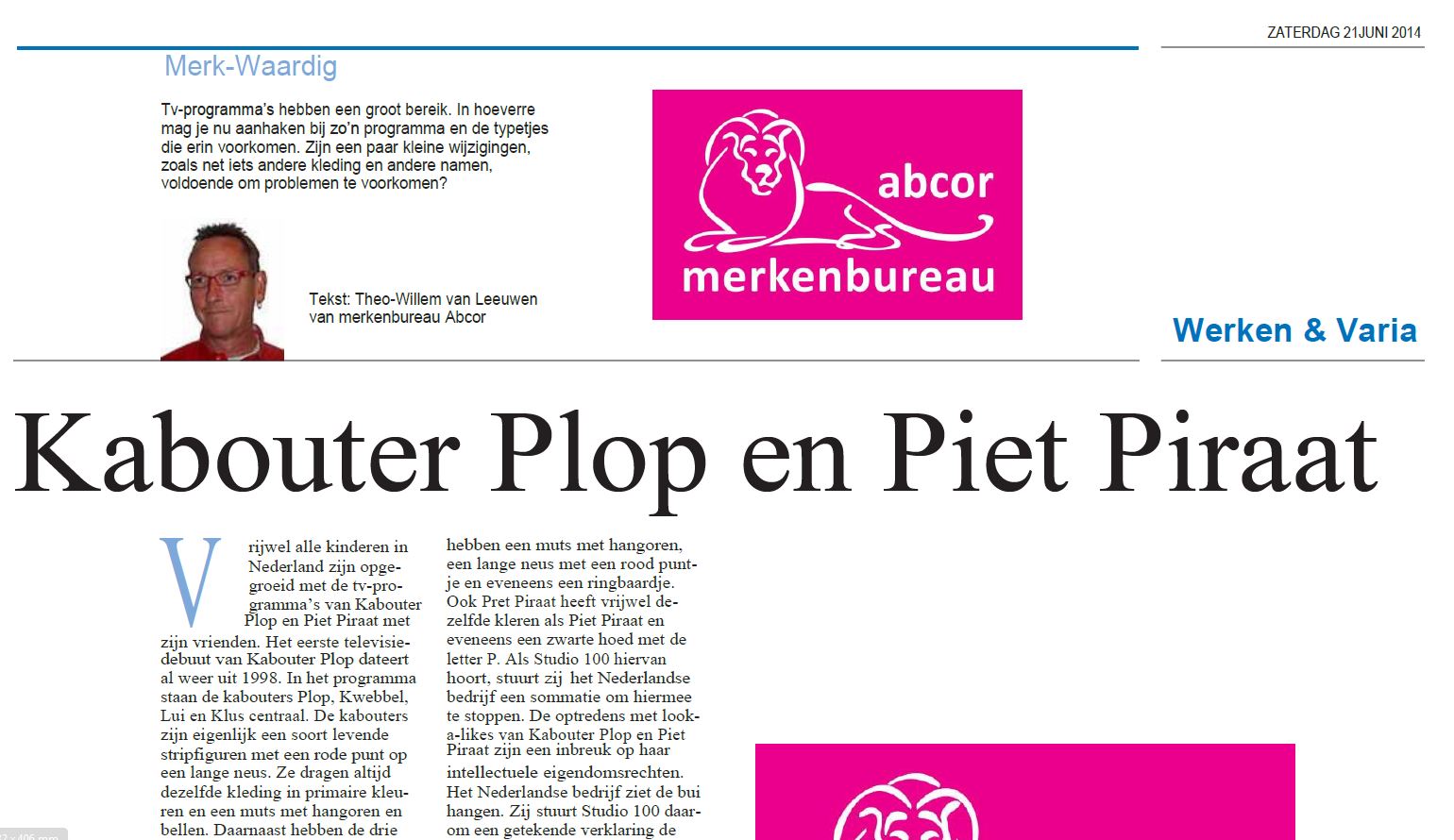 Kabouter Plop en Piet Piraat (HDC kranten - Plus werken bijlage)