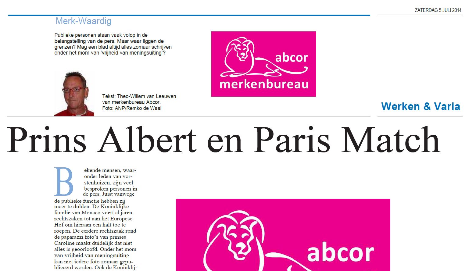 Prins Albert en Paris Match (HDC kranten - Plus werken bijlage)